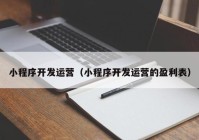 小程序开发运营（小程序开发运营的盈利表）