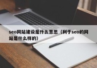 seo网站建设是什么意思（利于seo的网站是什么样的）