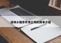 深圳小程序开发公司的简单介绍