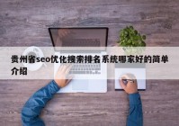 贵州省seo优化搜索排名系统哪家好的简单介绍